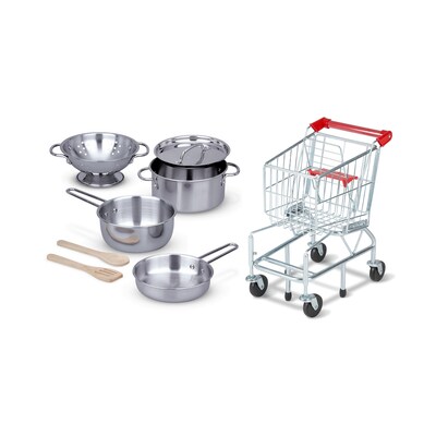 Melissa & Doug Pots & Pans Set with Shopping Cart (14265-4071-KIT)