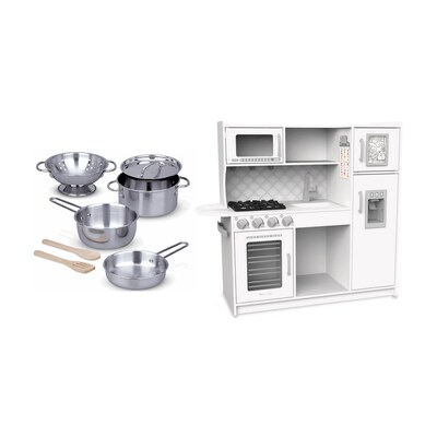 Melissa & Doug Pots & Pans Set with Chef's Kitchen, Cloud (14265-4338-KIT)