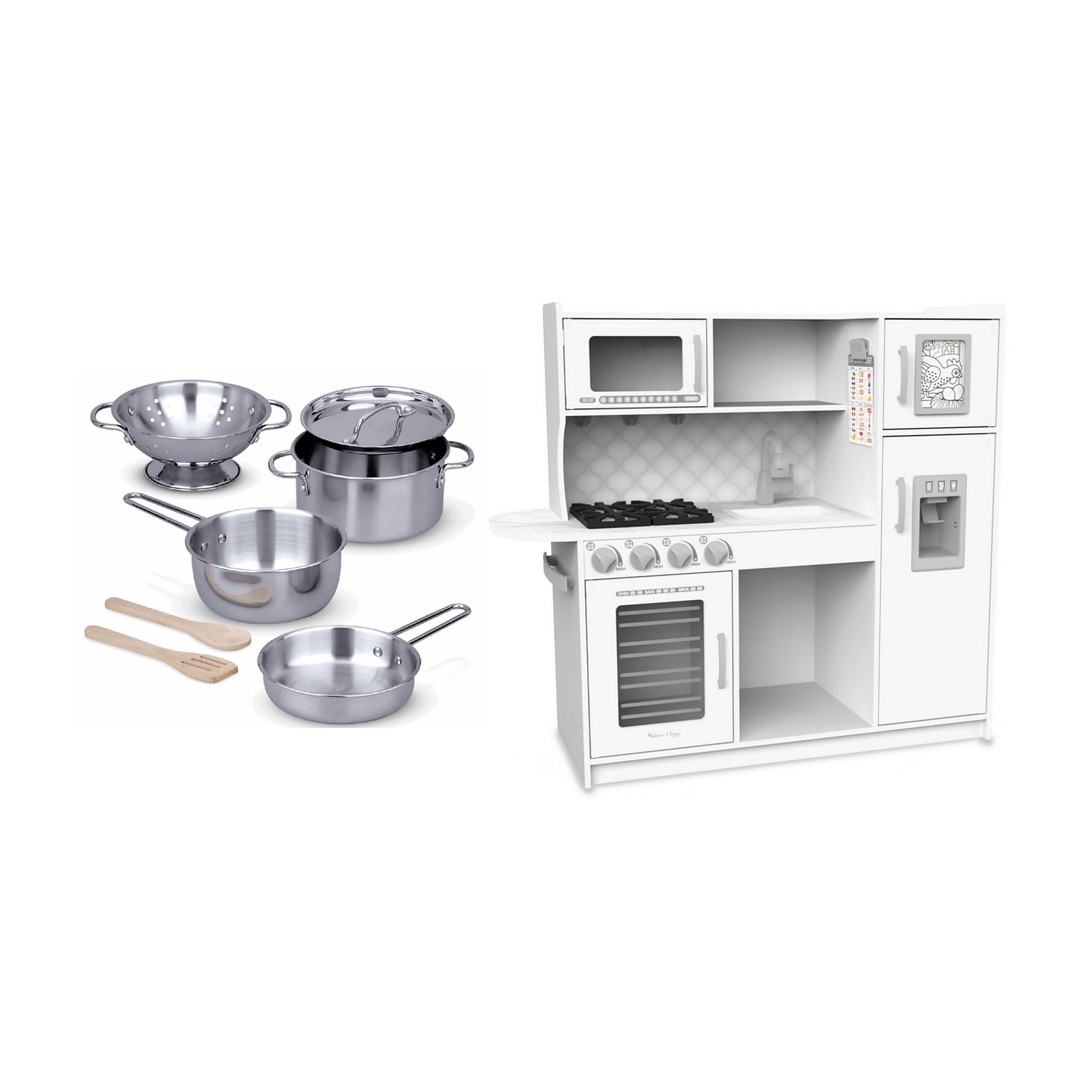 Melissa & Doug Pots & Pans Set with Chefs Kitchen, Cloud (14265-4338-KIT)