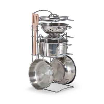 Melissa & Doug Pots & Pans Set with Chef's Kitchen, Cloud (14265-4338-KIT)