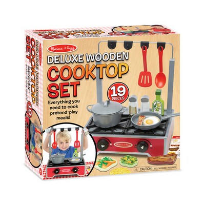 Melissa & Doug Pots & Pans Set with Deluxe Wooden Cooktop Set (14265-9288-KIT)