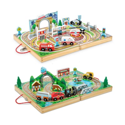 Melissa & Doug Take-Along Town with Take-Along Railroad