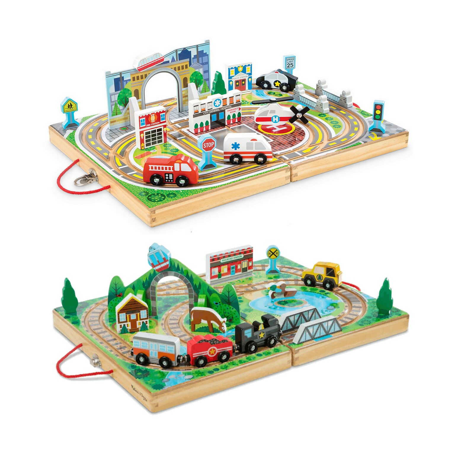 Melissa & Doug Take-Along Town with Take-Along Railroad