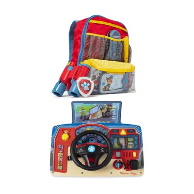 Mattel PAW Patrol Pup Pack Set: Backpack Role Play Set and Rescue Mission Wooden Dashboard, Multicolored (33271-33275-KIT)