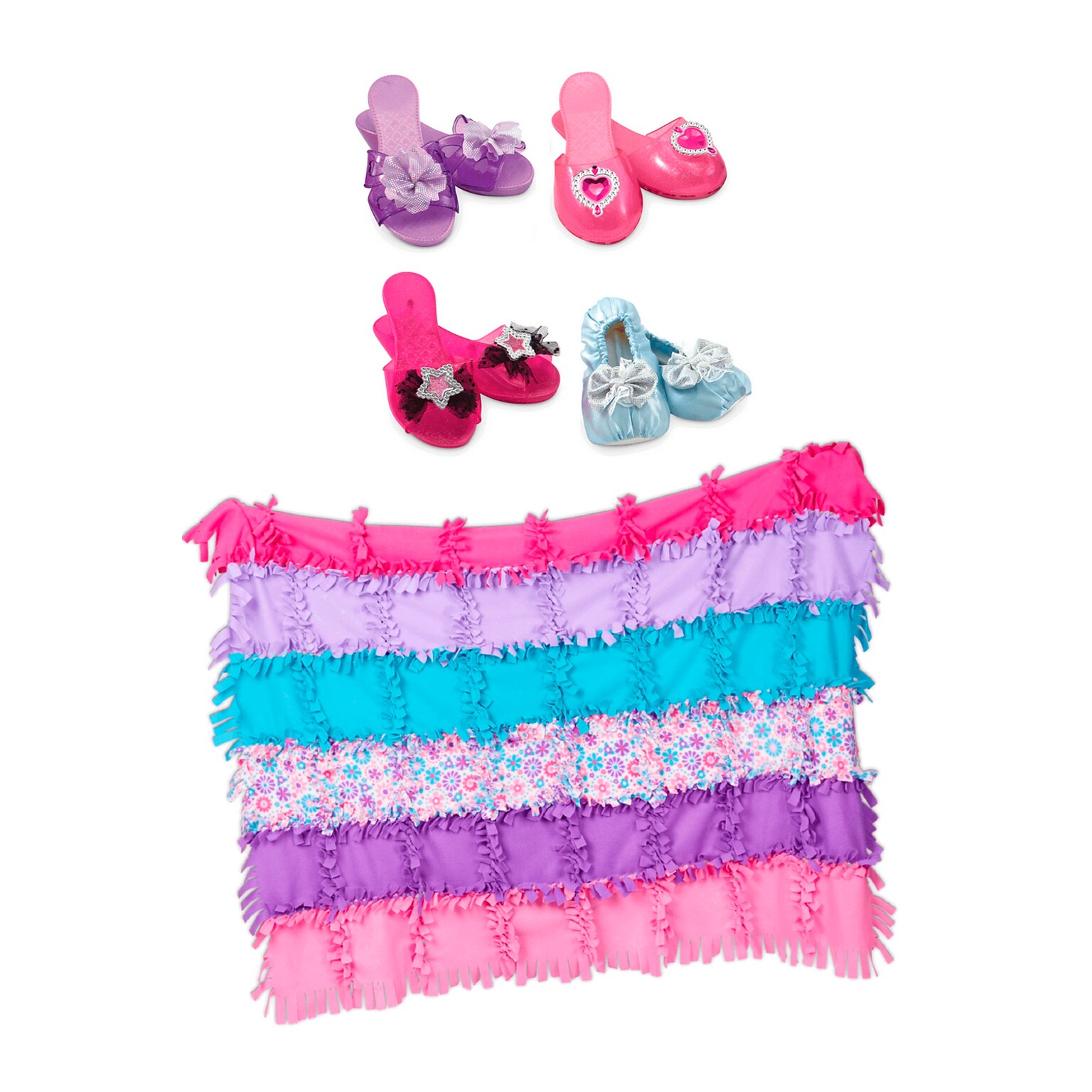 Melissa & Doug Dress-Up Shoes, Role Play Collection with Created by Me, Flower Fleece Quilt (8544-8561-KIT)