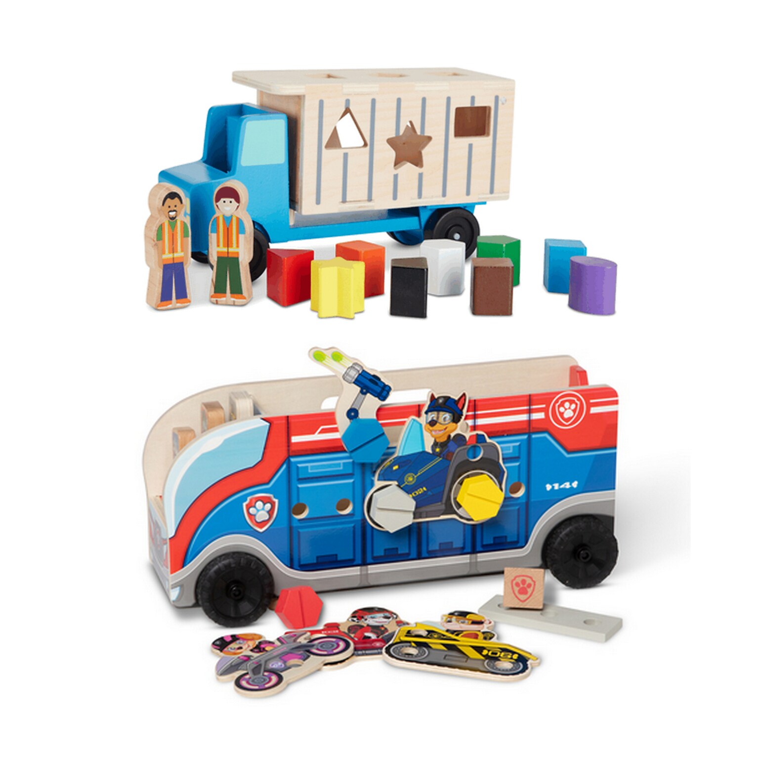 Shape-Sorting Dump Truck with Paw Patrol 2 Match & Build Mission Cruiser, Multicolored (9397-33333-KIT)