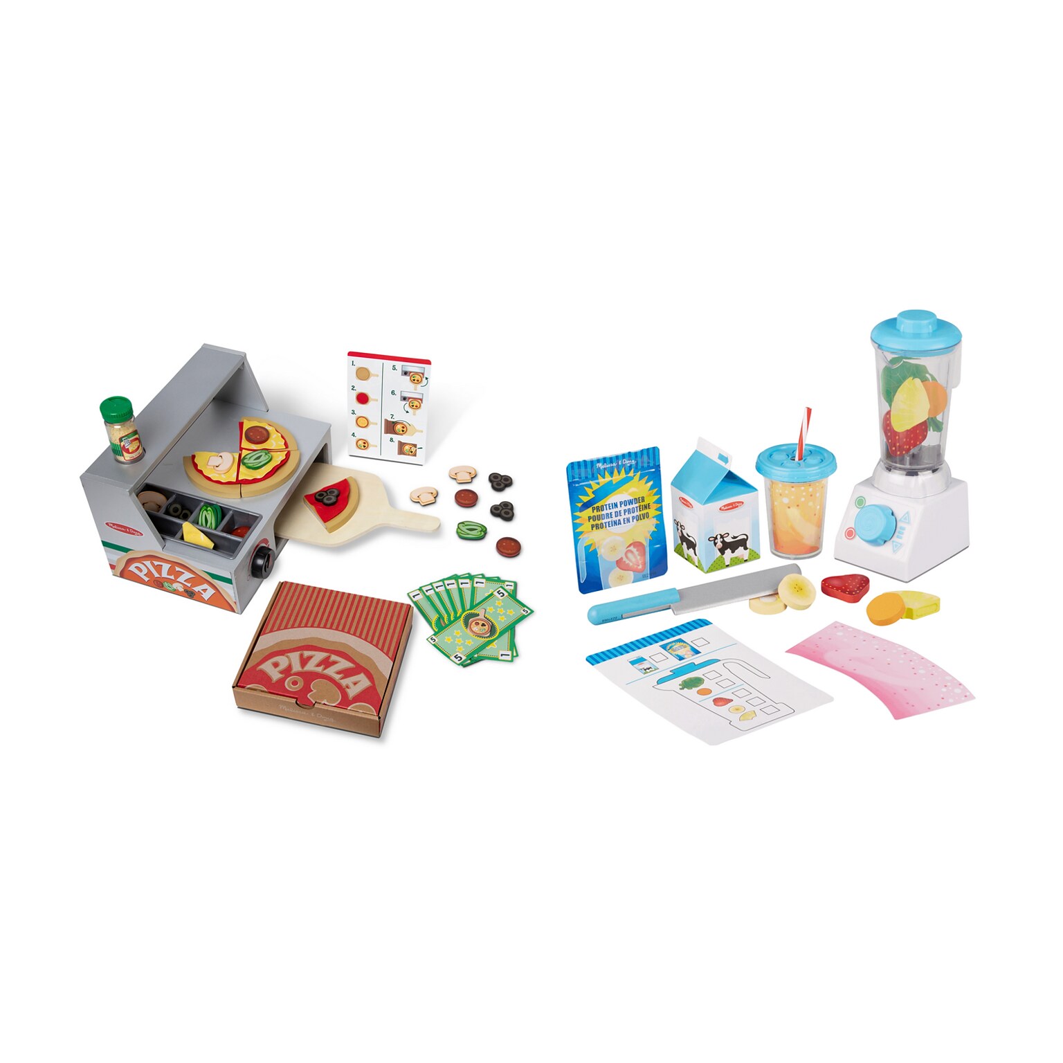 Melissa & Doug Top & Bake Pizza Counter with Smoothie Maker Blender Set (9465-9841-KIT)