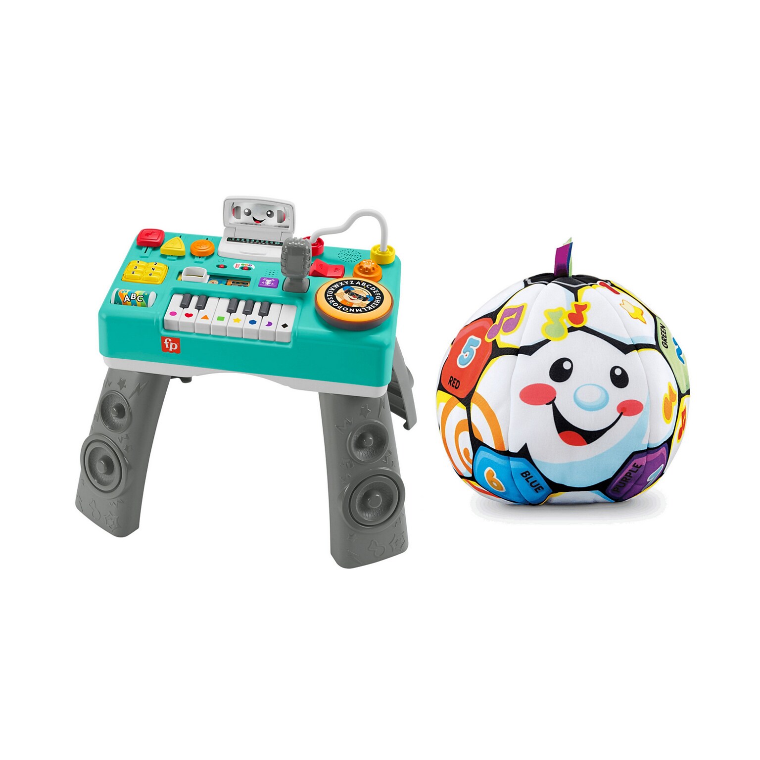 Fisher-Price Laugh & Learn Mix & Learn DJ Table with Singin Soccer Ball, Multicolored (HLM43-BHJ28-KIT)
