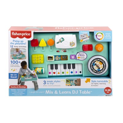 Fisher-Price Laugh & Learn Mix & Learn DJ Table with Singin Soccer Ball, Multicolored (HLM43-BHJ28-