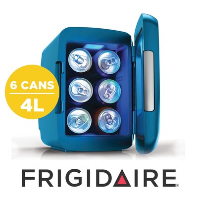 Frigidaire EFMIS179 Retro 6-Can Gaming Light-up Portable Beverage Mini Fridge, Blue