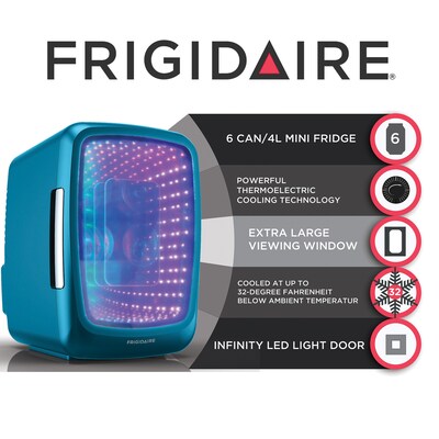 Frigidaire EFMIS179 Retro 6-Can Gaming Light-up Portable Beverage Mini Fridge, Blue