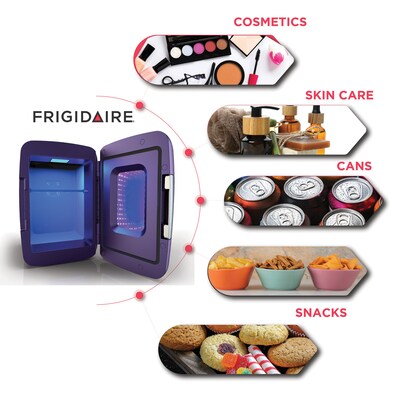 Frigidaire EFMIS179 Retro 6-Can Gaming Light-up Portable Beverage Mini Fridge, Purplehaze