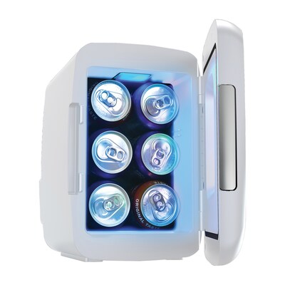 Frigidaire EFMIS179 Retro 6-Can Gaming Light-up Portable Beverage Mini Fridge, White