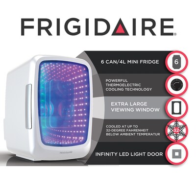 Frigidaire EFMIS179 Retro 6-Can Gaming Light-up Portable Beverage Mini Fridge, White