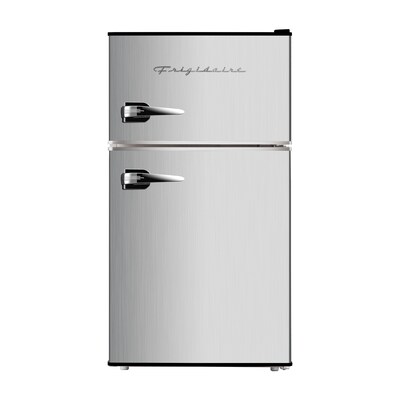 Frigidaire EFR391-B Retro 3.2-Cu. Ft. 2-Door Retro Compact Refrigerator with Freezer, Platinum Design with Chrome Trim