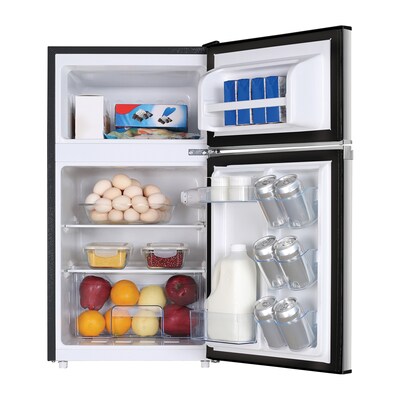 Frigidaire EFR391-B Retro 3.2-Cu. Ft. 2-Door Retro Compact Refrigerator with Freezer, Platinum Design with Chrome Trim