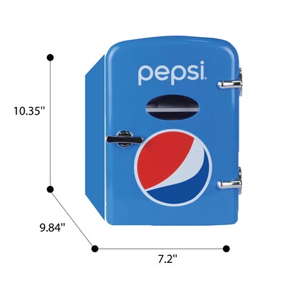 pepsi MIS133PEP 6-Can Portable Mini Fridge, Blue