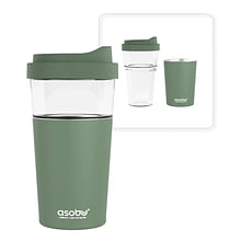 ASOBU Vista Stainless Steel Clear-Insulation Tritan Coffee Mug, 20 oz., Green (ADNASM40G)