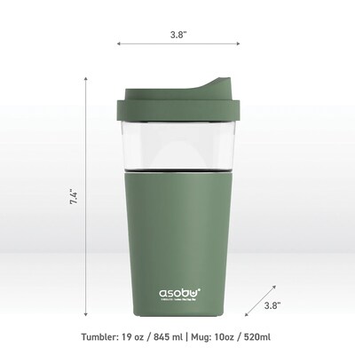 ASOBU Vista Stainless Steel Clear-Insulation Tritan Coffee Mug, 20 oz., Green (ADNASM40G)