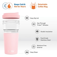 ASOBU Vista Stainless Steel Clear-Insulation Tritan Coffee Mug, 20 oz., Pink (ADNASM40P)