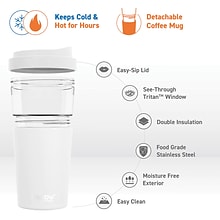 ASOBU Vista Stainless Steel Clear-Insulation Tritan Coffee Mug, 20 oz., White (ADNASM40W)