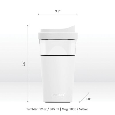 ASOBU Vista Stainless Steel Double Wall Insulated Coffee Mug, 20 oz., White (ADNASM40W)