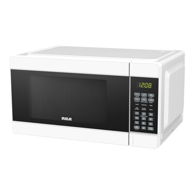 RCA 1.1-Cu. Ft. Countertop Microwave Oven with Glass Turntable, White (CURRMW1132WHT)