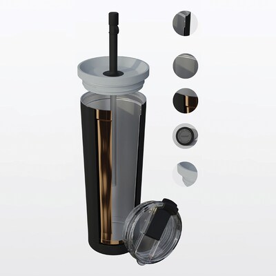 ASOBU Ocean Double-Walled Vacuum-Insulated Stainless Steel Travel Tumbler with Flexible Straw & Dual