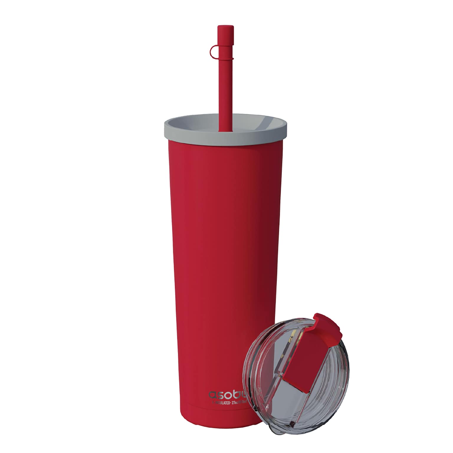ASOBU Ocean Double-Walled Vacuum-Insulated Stainless Steel Travel Tumbler, 27 oz., Red (ADNAICT27RD)