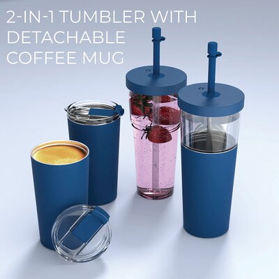 ASOBU Marina See-Through Triton Tumbler with Flexible Straw, 28 oz., Blue (ICT400)
