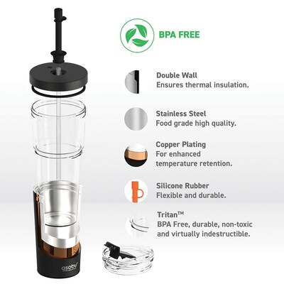 ASOBU Marina See-Through Triton Tumbler with Flexible Straw, 28 oz., Black (ICT400)