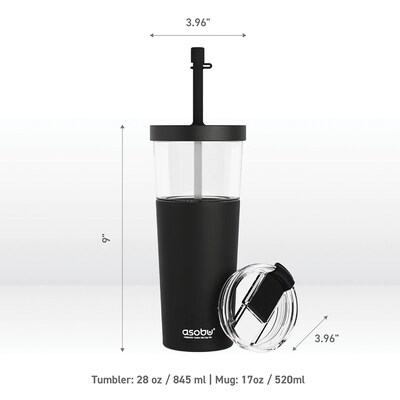 ASOBU Marina See-Through Triton Tumbler with Flexible Straw, 28 oz., Black (ICT400)