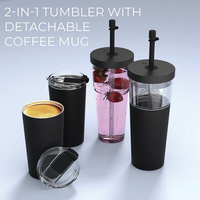ASOBU Marina See-Through Triton Tumbler with Flexible Straw, 28 oz., Black (ICT400)