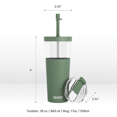 ASOBU Marina See-Through Triton Tumbler with Flexible Straw, 28 oz., Green (ADNAICT400G)