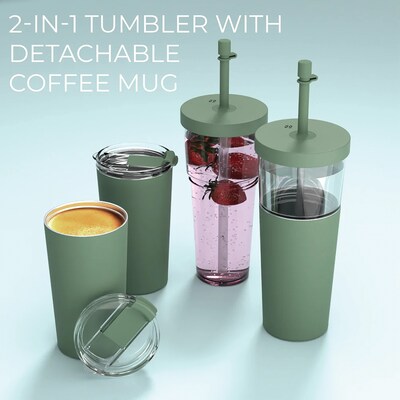 ASOBU Marina See-Through Triton Tumbler with Flexible Straw, 28 oz., Green (ICT400)
