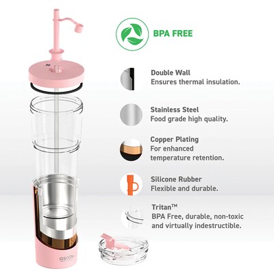 ASOBU Marina See-Through Triton Tumbler with Flexible Straw, 28 oz., Pink (ICT400)