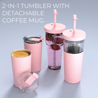 ASOBU Marina See-Through Triton Tumbler with Flexible Straw, 28 oz., Pink (ICT400)
