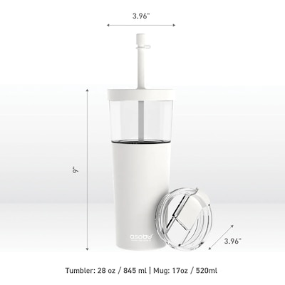 ASOBU Marina See-Through Triton Tumbler with Flexible Straw, 28 oz., White (ADNAICT400W)