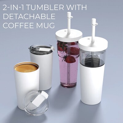 ASOBU Marina See-Through Triton Tumbler with Flexible Straw, 28 oz., White (ICT400)