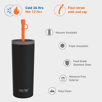 ASOBU Super Sippy Insulated Coffee Tumbler, 20 oz., Black (NA-ICT200)
