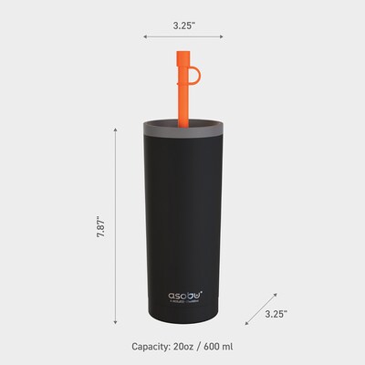 ASOBU Super Sippy Insulated Coffee Tumbler, 20 oz., Black (NA-ICT200)