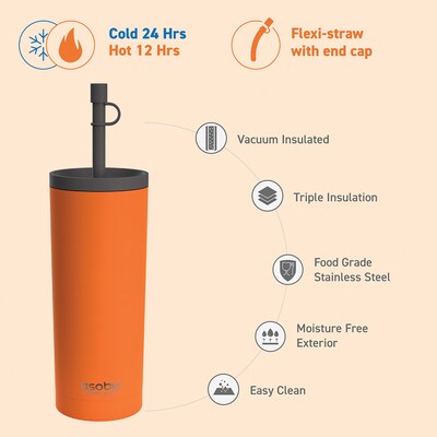 ASOBU Super Sippy Insulated Coffee Tumbler, 20 oz., Orange (NA-ICT200)