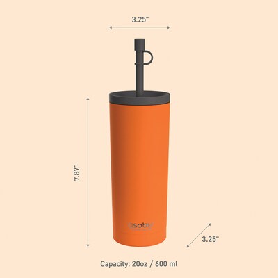 ASOBU Super Sippy Insulated Coffee Tumbler, 20 oz., Orange (ADNANAICT200O)