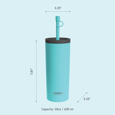 ASOBU Super Sippy Insulated Coffee Tumbler, 20 oz., Teal (NA-ICT200)