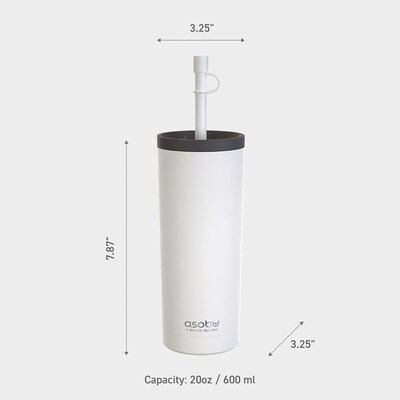 ASOBU Super Sippy Insulated Coffee Tumbler, 20 oz., White (NA-ICT200)