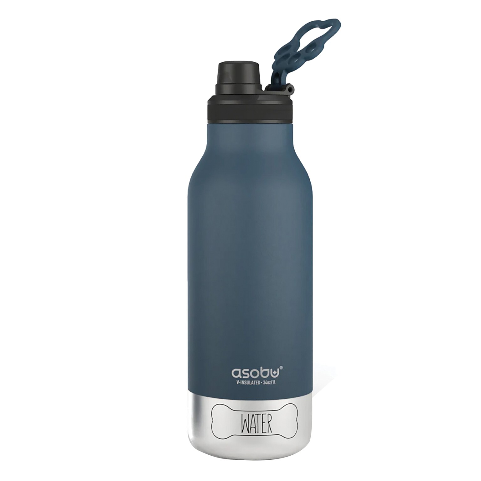 ASOBU Buddy 3-in-1 Water Bottle with Removable Dog Bowl & Food Compartment, 32 oz., Blue (SDB2)