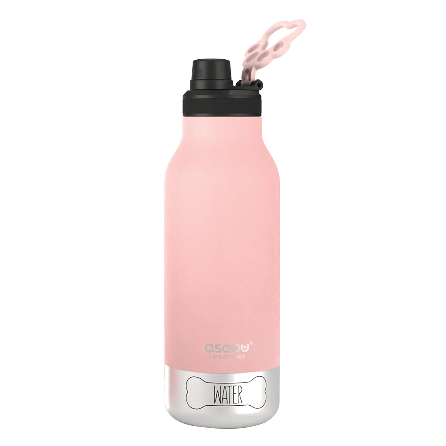 ASOBU Buddy 3-in-1 Water Bottle with Removable Dog Bowl & Food Compartment, 32 oz., Pink (SDB2)