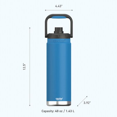 ASOBU Canyon Stainless Steel Vacuum Insulated Water Bottle, 50 oz., Blue (ADNATMF7B)