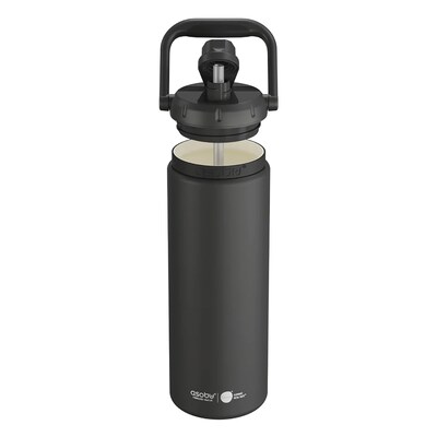 ASOBU Puramic Canyon Ceramic Double Wall Insulated Water Bottle, 50 oz., Black (ADNATMF7C)