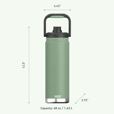 ASOBU Canyon Stainless Steel Vacuum Insulated Water Bottle, 50 oz., Green (ADNATMF7G)